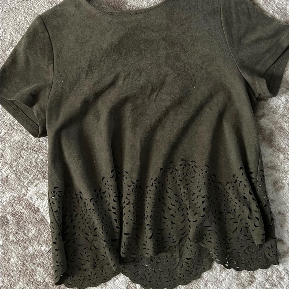 Lord & Taylor Design Lab Velvet Cut out eyelet top